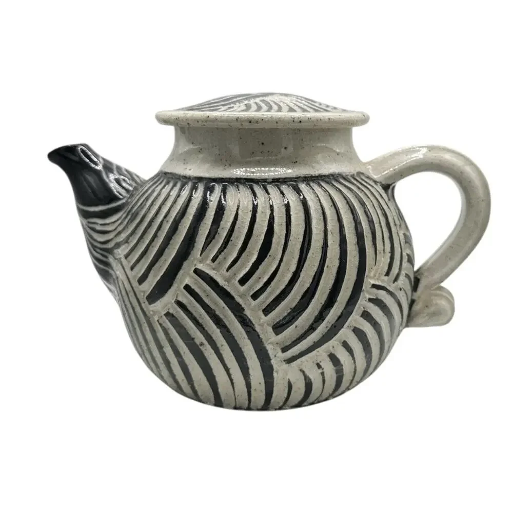 Handmade Artistic Stoneware Teapot Textured Artist Signed